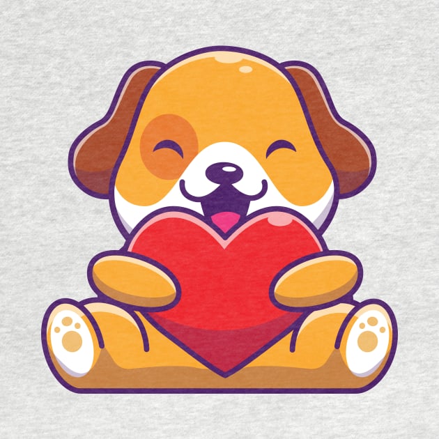 Cute Dog Holding Heart Cartoon by Catalyst Labs